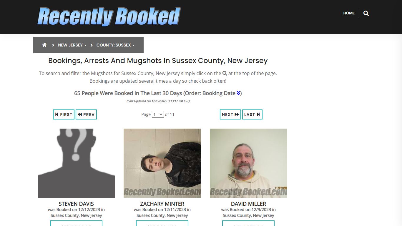 Bookings, Arrests and Mugshots in Sussex County, New Jersey